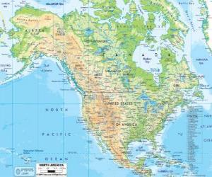 Puzzle Χάρτης της Βορείου Αμερικής. Βόρεια Αμερική, που περιλαμβάνει τις χώρες του Καναδά, Ηνωμένες Πολιτείες και το Μεξικό